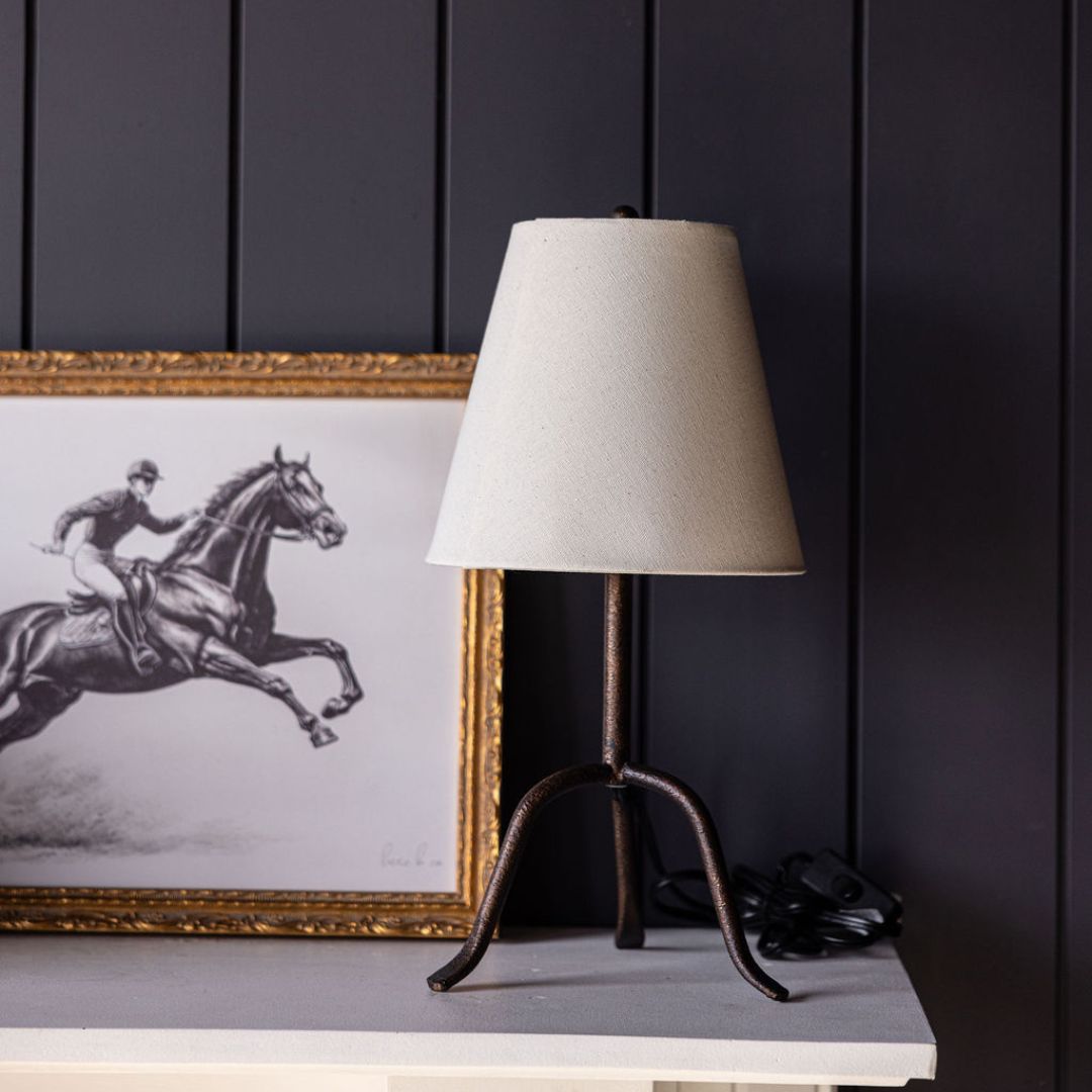Collins Table Lamp, Linen Shade & Bronze Base | Luxe B Co.