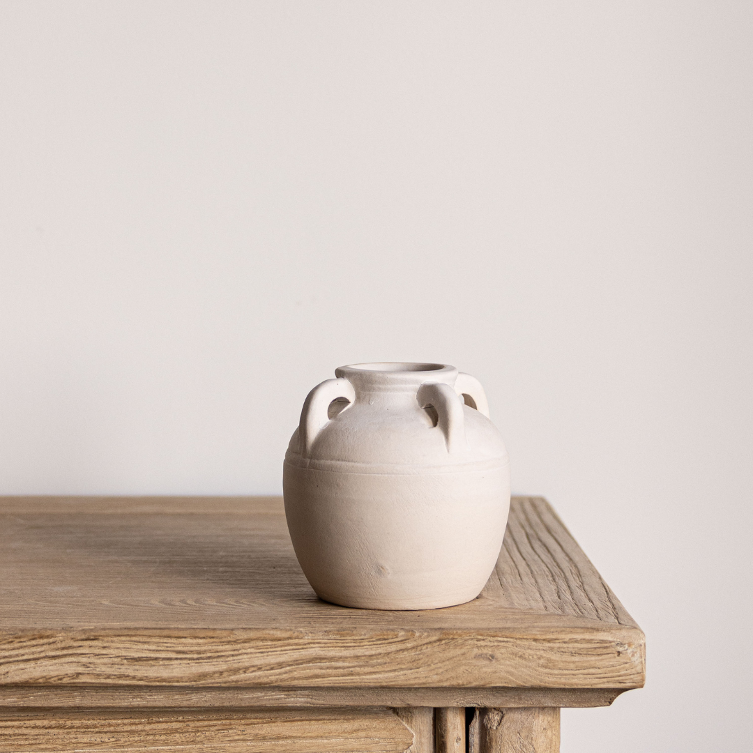 Cordoba Cream Glazed Vase With Handles | By Luxe B Co.