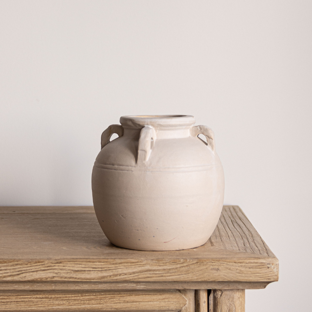 Cordoba Cream Glazed Vase With Handles | By Luxe B Co.