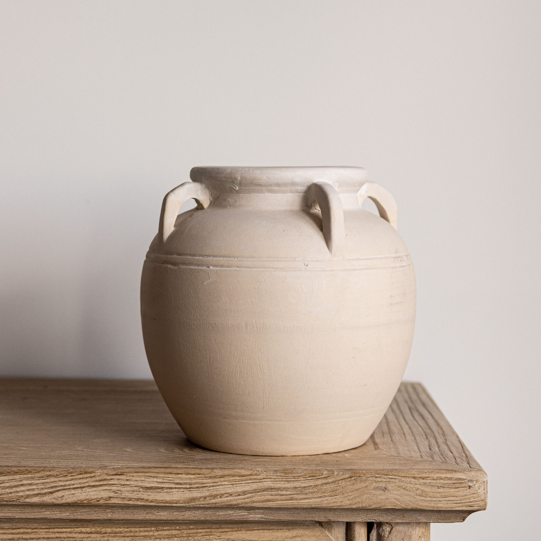 Cordoba Cream Glazed Vase With Handles | By Luxe B Co.