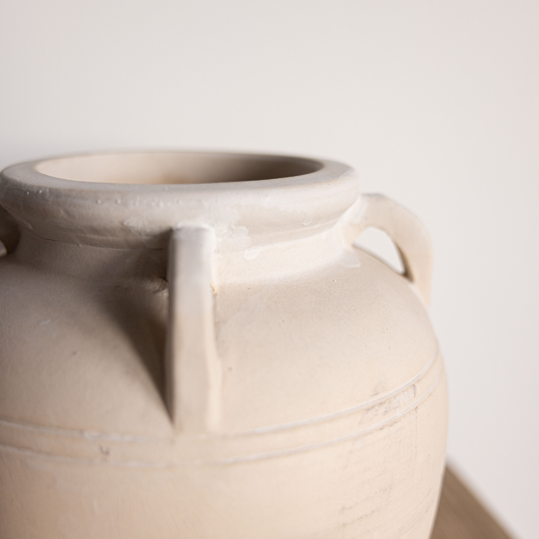 Cordoba Cream Glazed Vase With Handles | By Luxe B Co.