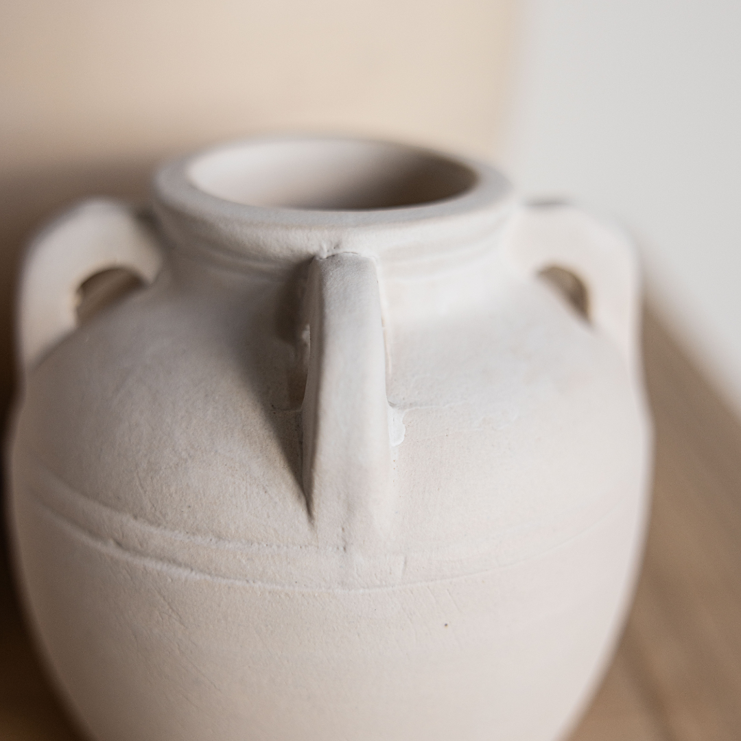 Cordoba Cream Glazed Vase With Handles | By Luxe B Co.