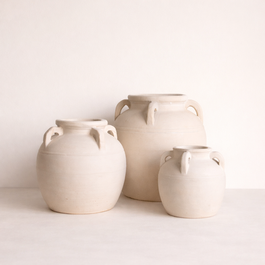 Cordoba White Matte Vase With Handles - Luxe B Co
