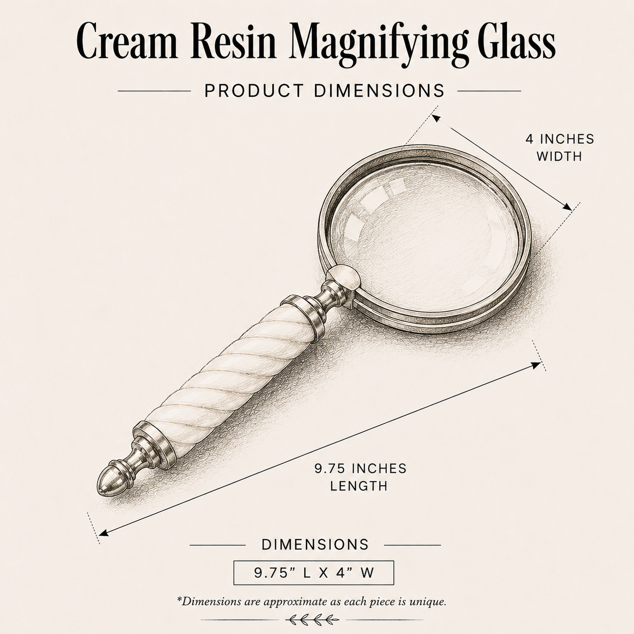 Cream Resin Magnifying Glass By Luxe B Co. 