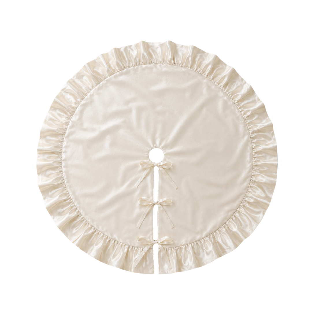 Cream Velvet Ruffle Tree Skirt By Luxe B Co. 