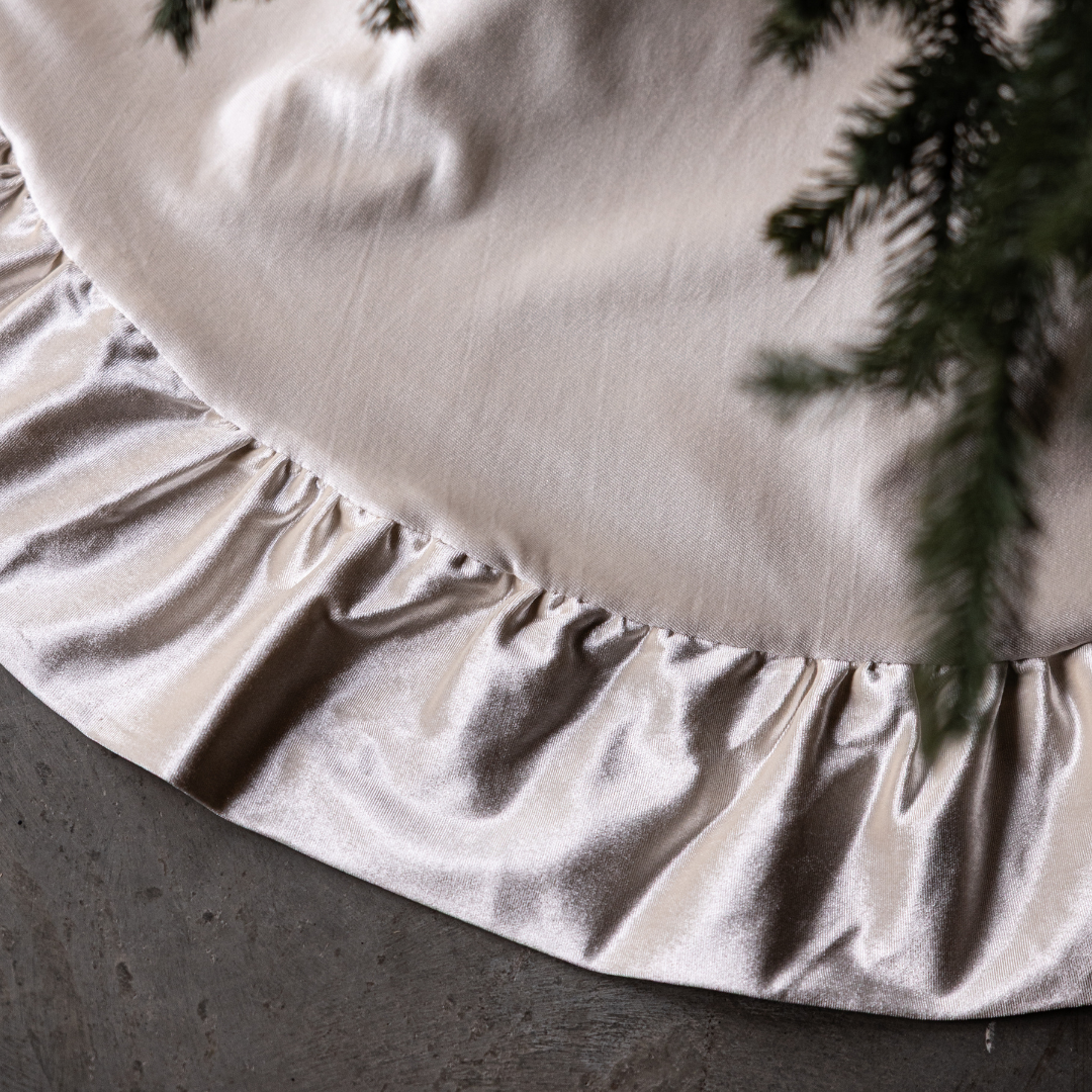 Cream Velvet Ruffle Tree Skirt By Luxe B Co. 