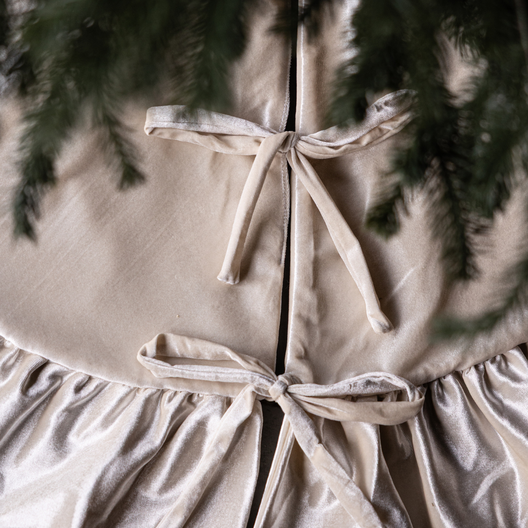 Cream Velvet Ruffle Tree Skirt By Luxe B Co. 