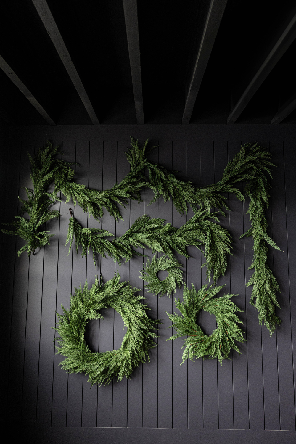 Luxe B Co full 24-inch Cypress Leaf real touch wreath with lush green foliage, perfect for home decor.