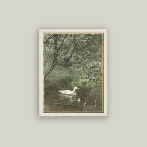 Duck & Ducklings Framed Antique Inspired Art | By Luxe B Co.