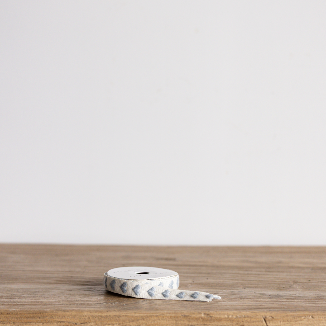 Dusty Blue Hearts Woven Ribbon - Luxe B Co