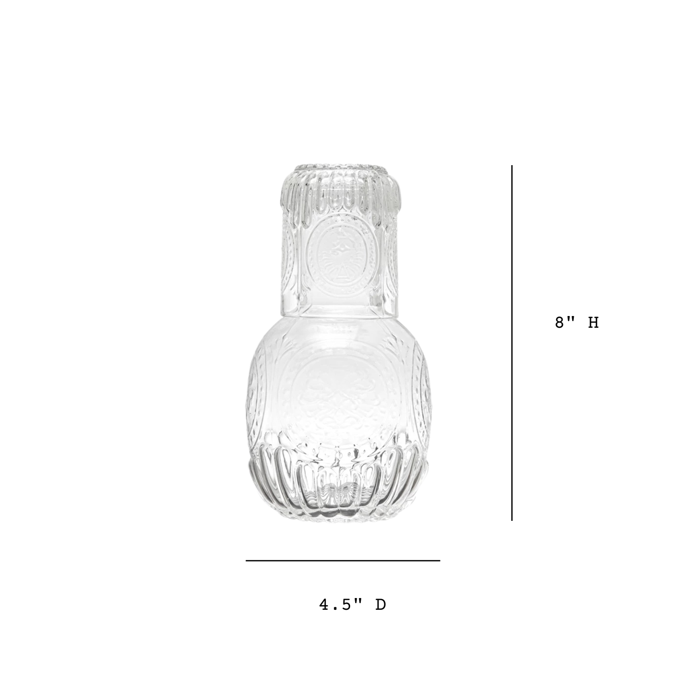 Embossed Glass Carafe With Drinking Glass | By Luxe B Co.