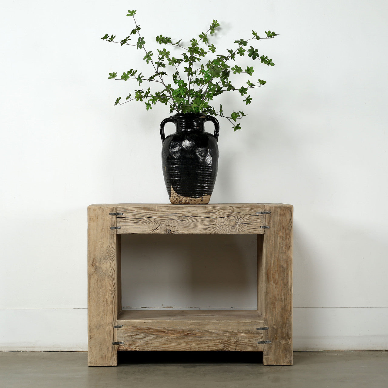 English Beam Reclaimed Elm Wood Short Console Table | By Luxe B Co.