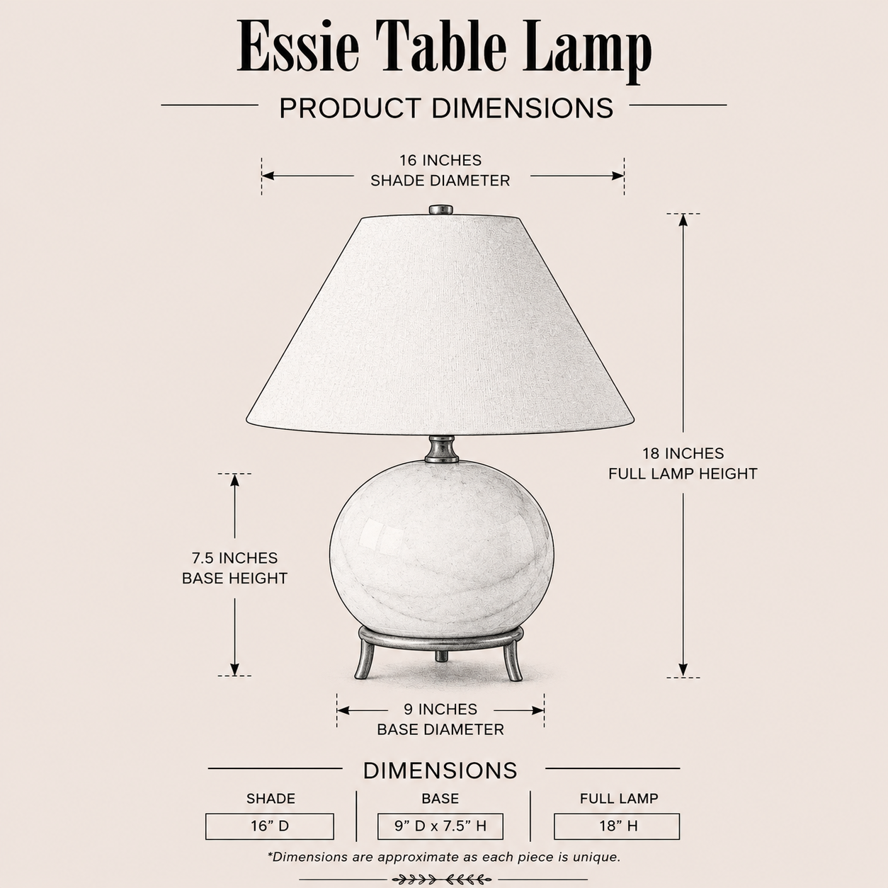 Essie Table Lamp | By Luxe B Co. 