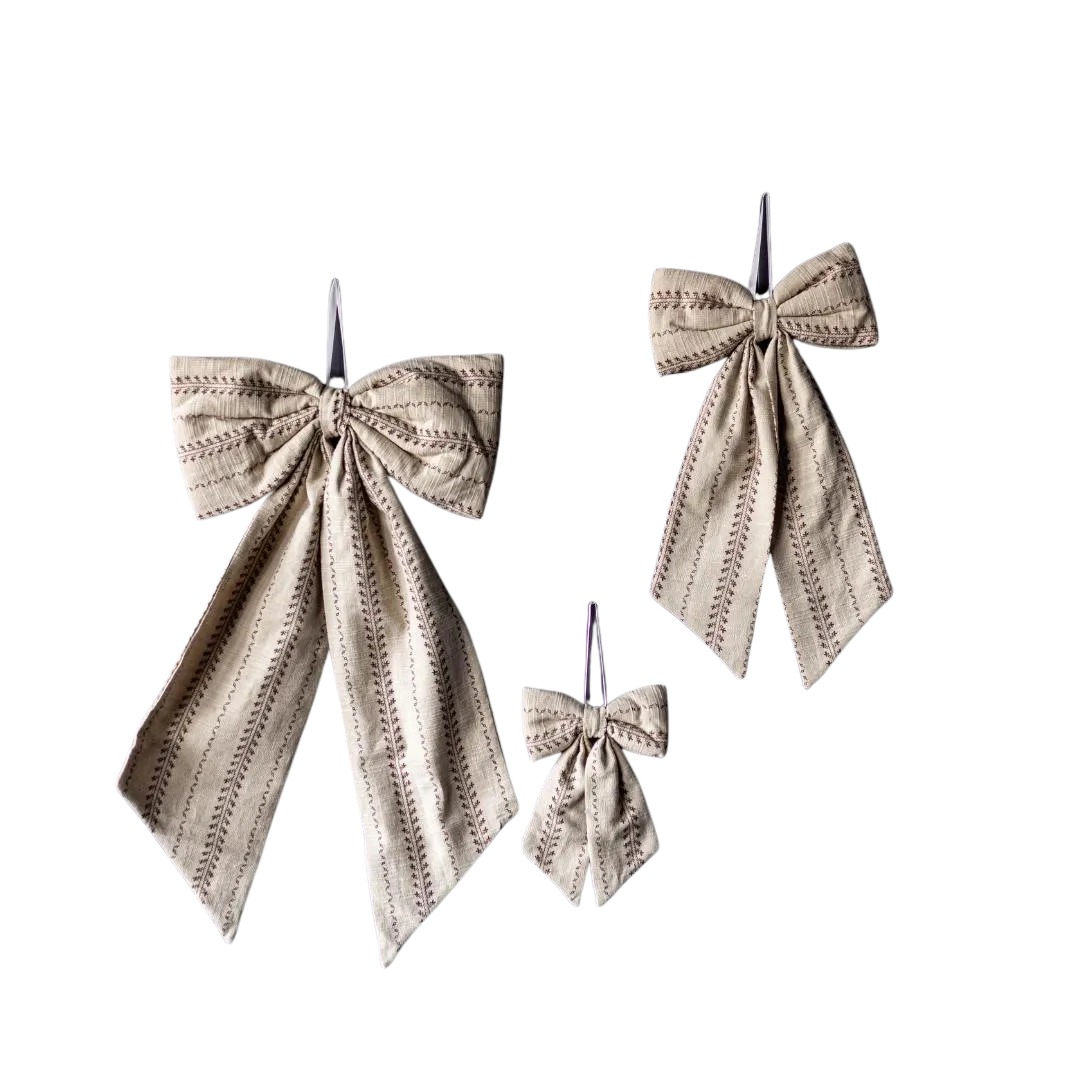 Folk Beige Strip Bows | By Luxe B Co.
