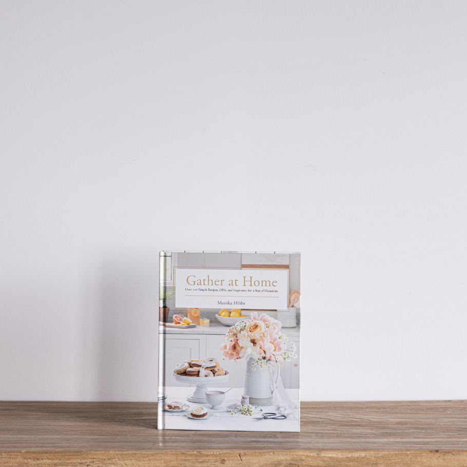 Gather at Home coffee table cookbook by Luxe B Co featuring recipes and stylish design for home entertaining.