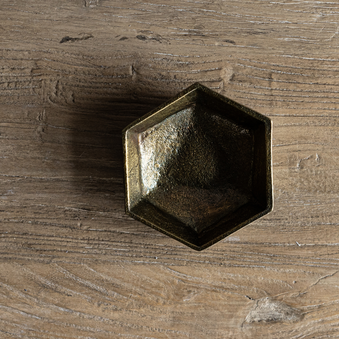 Decorative Geo Bronze Catchall by Luxe B Co, featuring a geometric design perfect for stylish organization or accent decor.