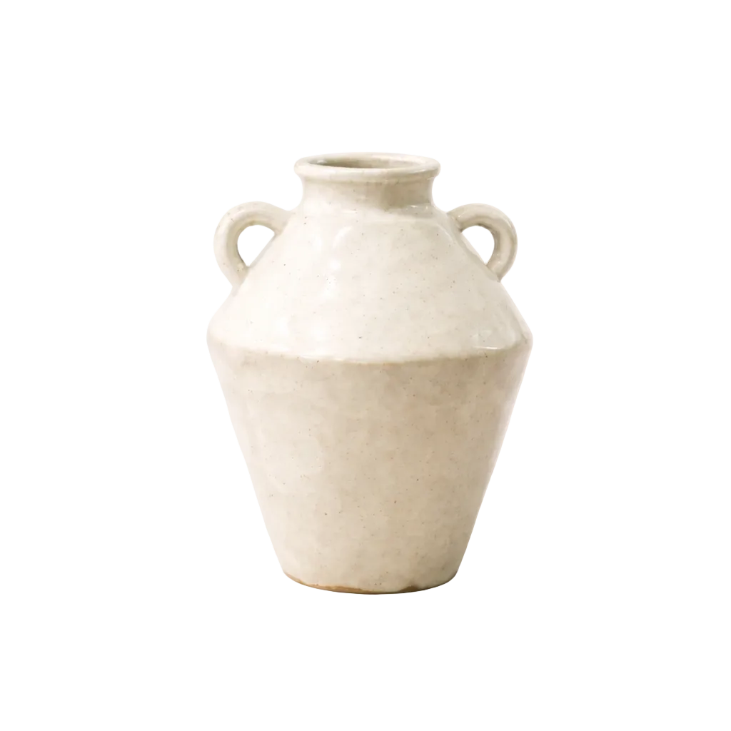 Geometric Cream Handled Vase | By Luxe B Co.