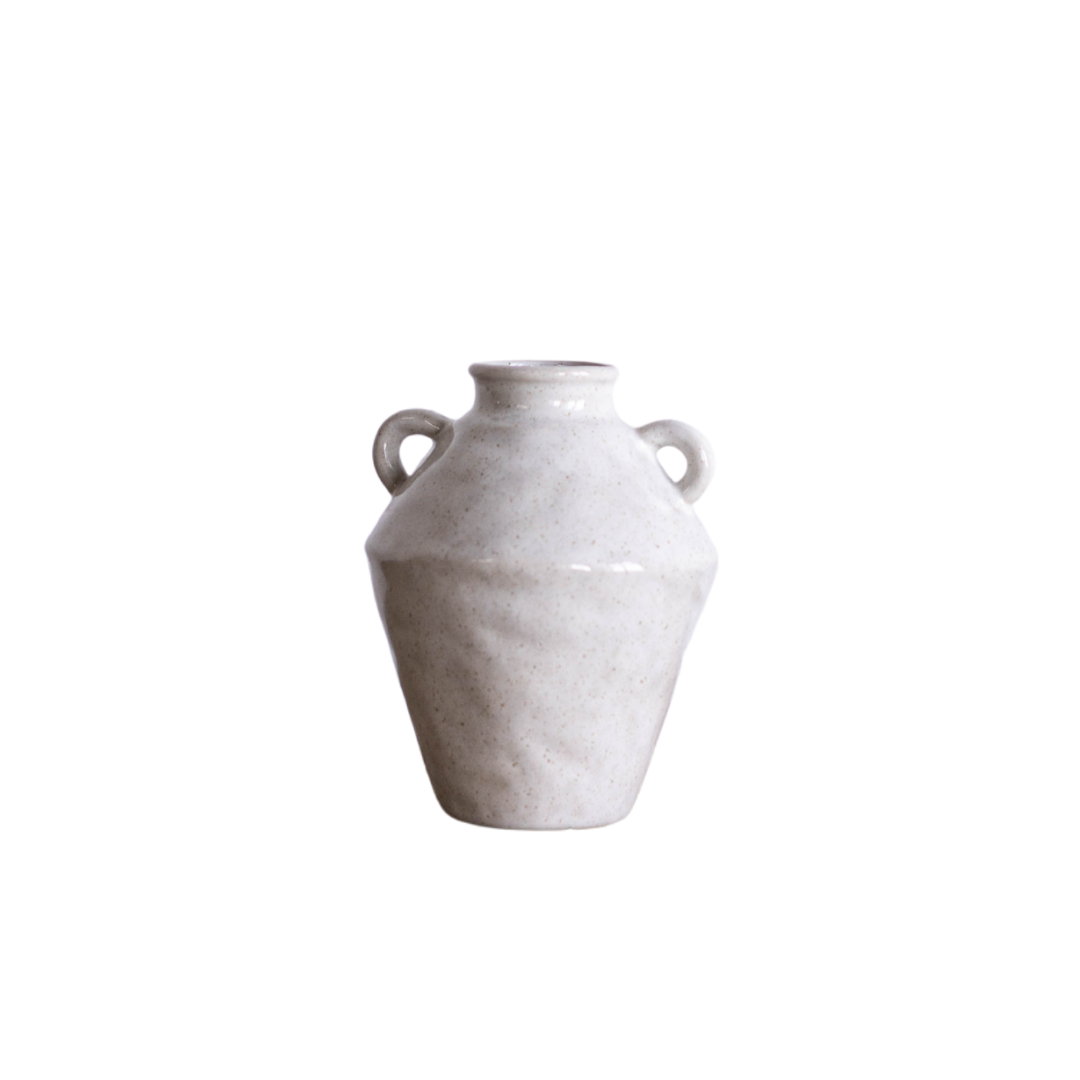 Geometric Cream Handled Vase By Luxe B Co. 