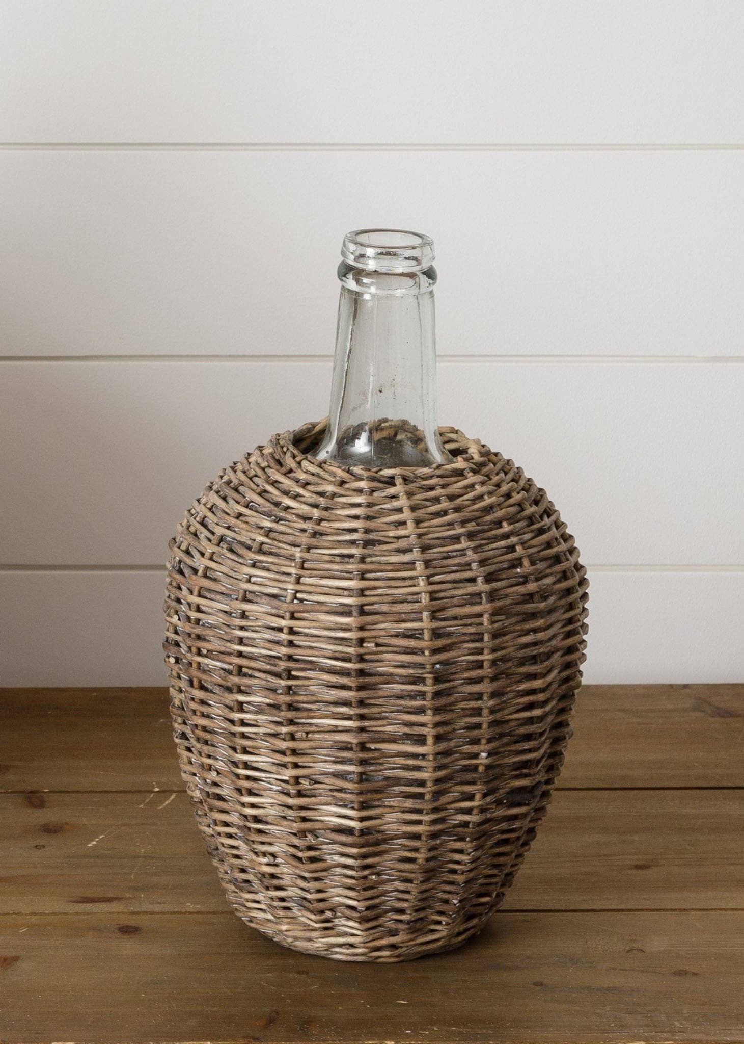 Glass Bottle With Willow Cover | By Luxe B Co.