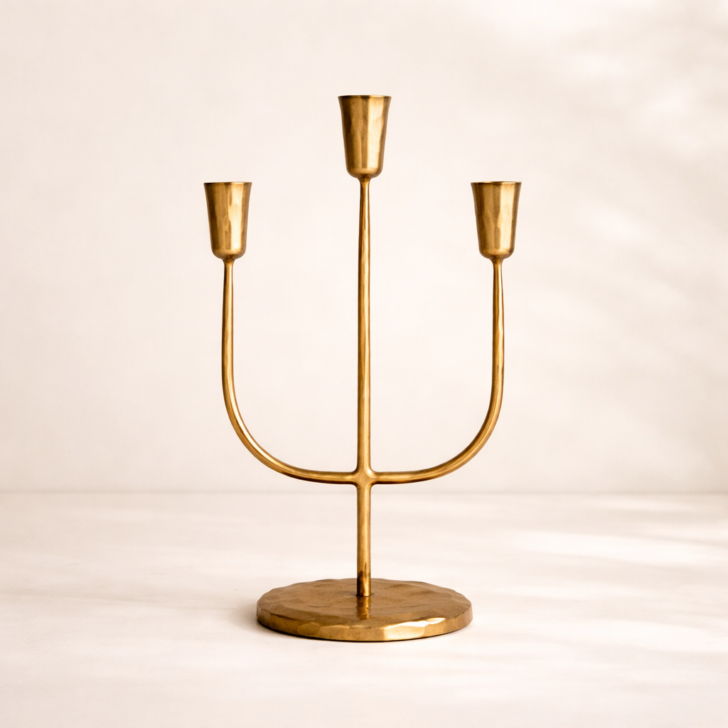 Gold 3 Arm Candelabra Large By Luxe B Co. 
