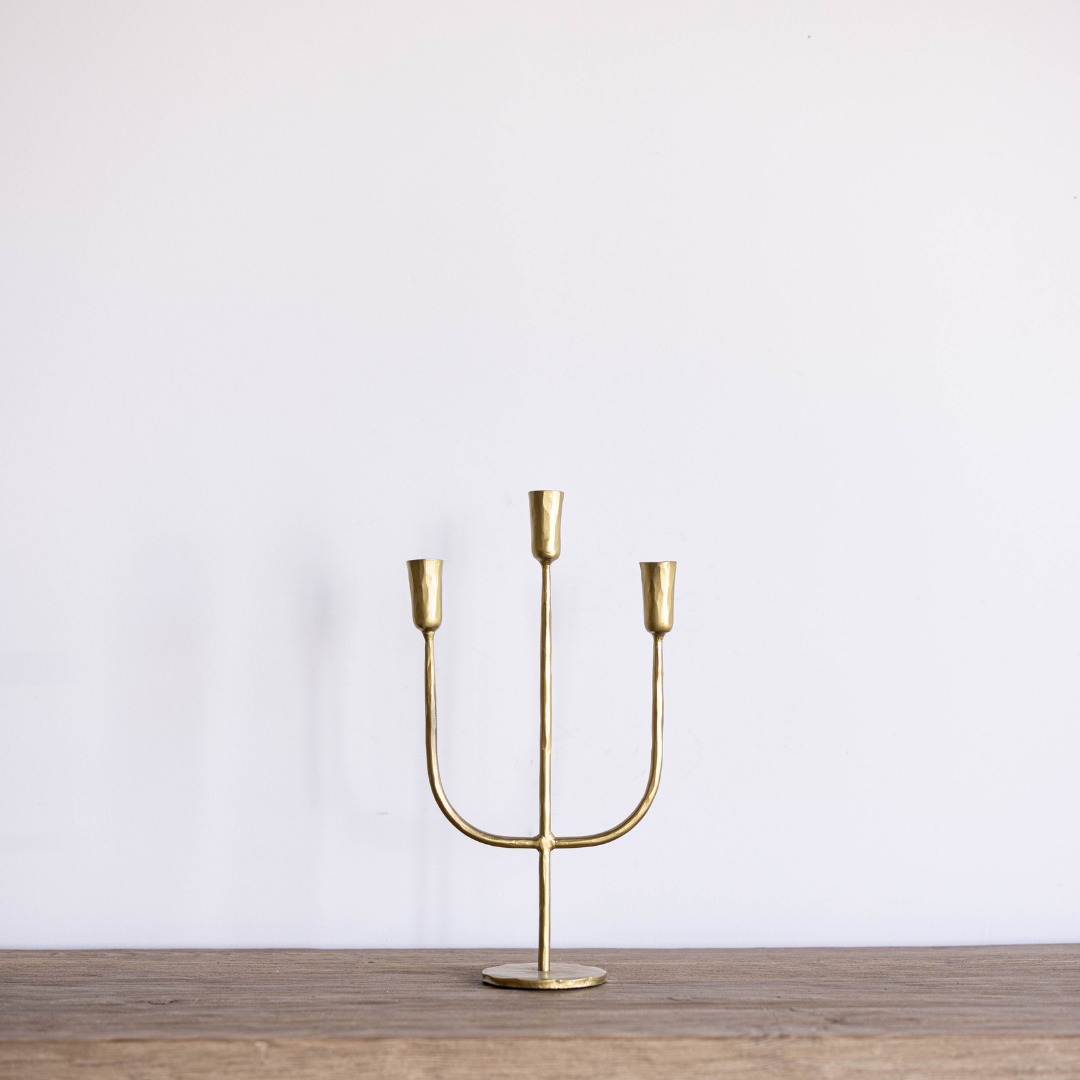Gold 3 Arm Candelabra Large By Luxe B Co. 