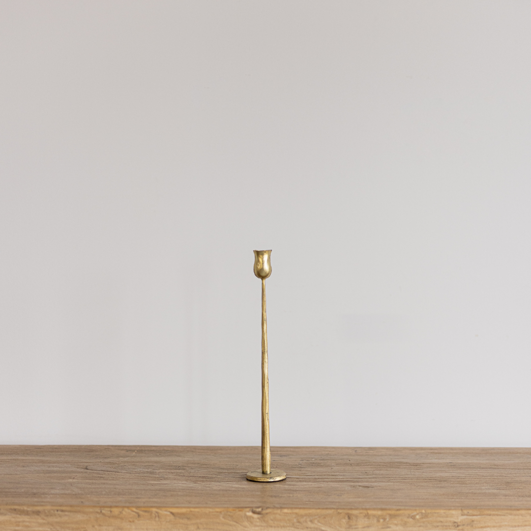 Gold Brushed Iron Candlestick | By Luxe B Co. 