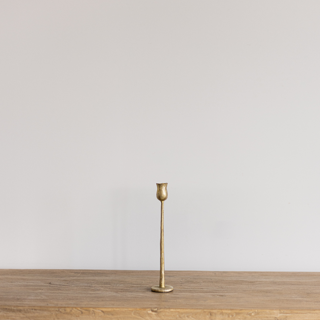 Gold Brushed Iron Candlestick | By Luxe B Co. 