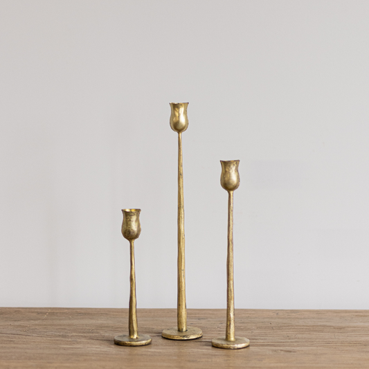 Gold Brushed Iron Candlestick | By Luxe B Co. 