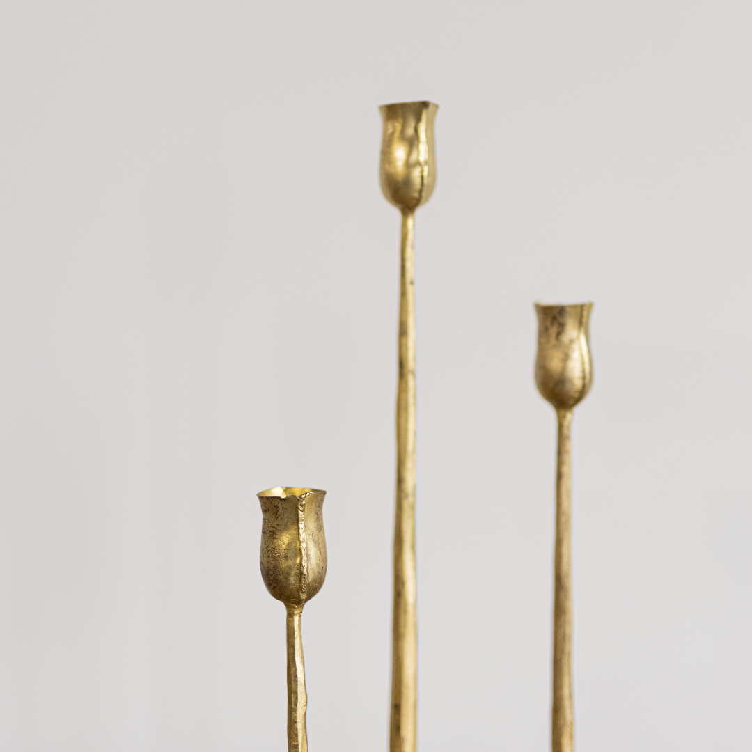 Gold Brushed Iron Candlestick | By Luxe B Co. 