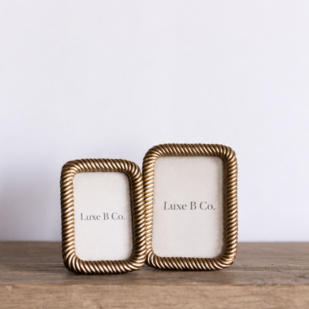 Gold Rectangle Cord Photo Frame | Luxe B Co.