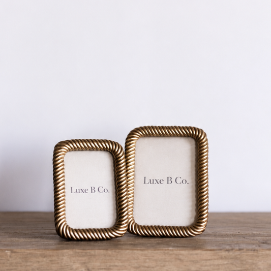 Gold Rectangle Cord Photo Frame | Luxe B Co.