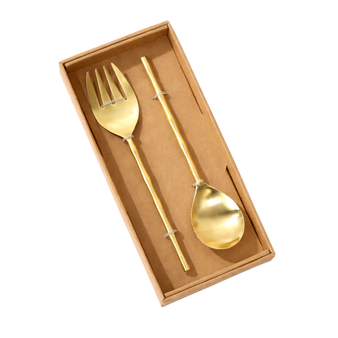 Gold Stainless Steel Slim Salad Server Set | By Luxe B Co 2