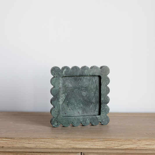 Green Marble Scalloped Tray - Luxe B Co