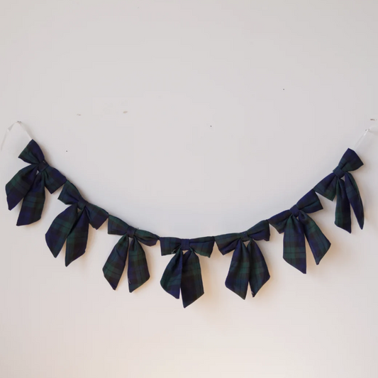 Green Plaid Fabric Bow Garland By Luxe B Co. 