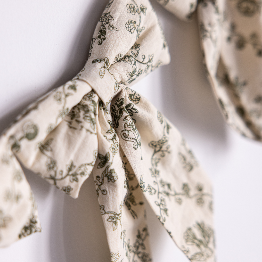 Green Toile de Jardin Fabric Bow Garland By Luxe B Co. 