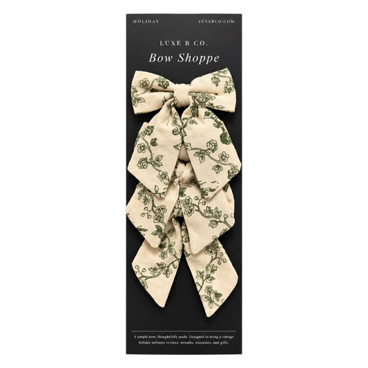Green Toile de Jardin Mini Fabric Bows with Clips Set By Luxe B Co.