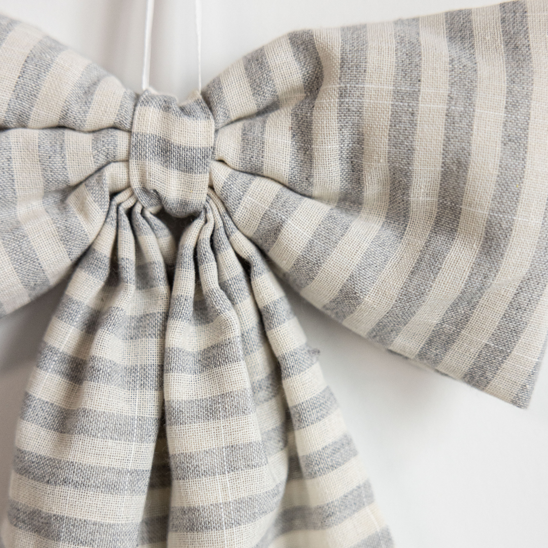 Striped Grey Blue Fabric Bows | By Luxe B Co.