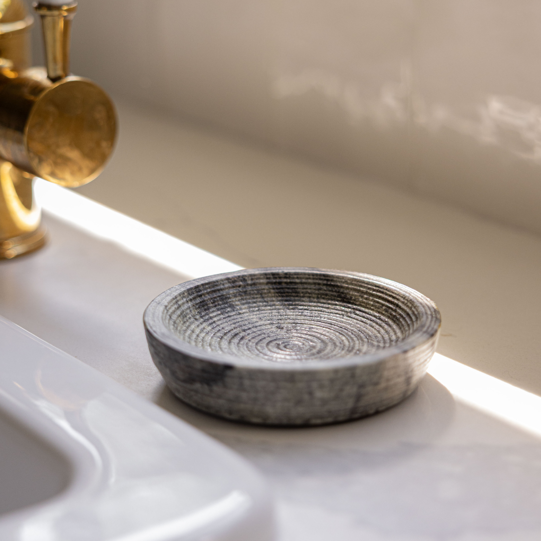 Grey Marble Soap & Brush Holder | By Luxe B Co. 