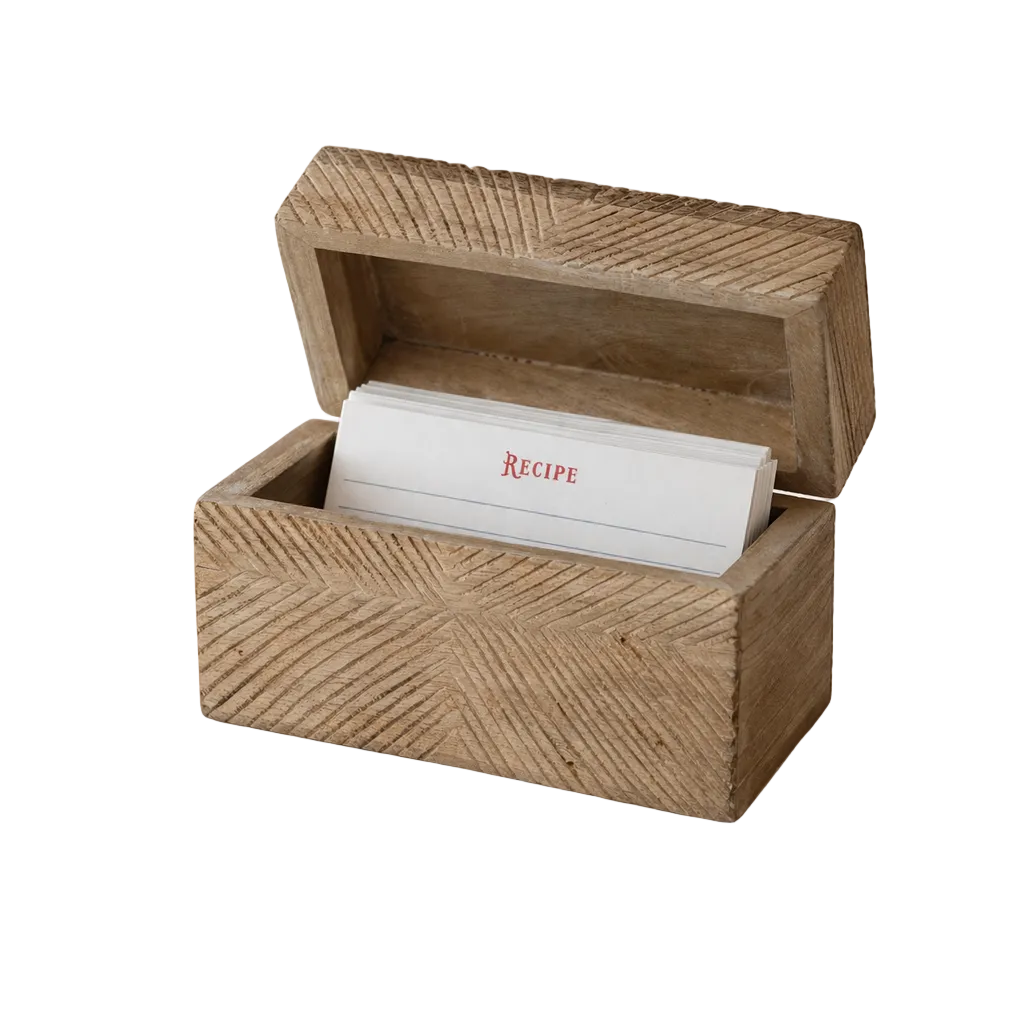 Hand-Carved Mango Wood Recipe Box | By Luxe B Co. 