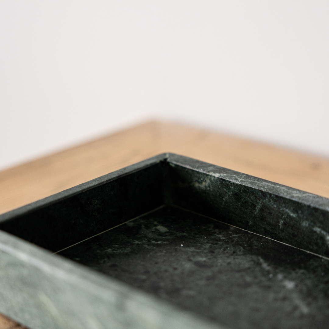 Hand Cut Green Marble Tray | By Luxe B Co.