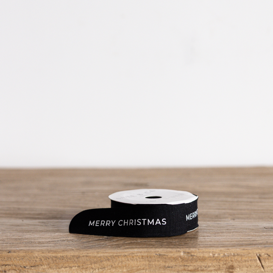 Merry Christmas Ribbon Black Holiday Decor | By Luxe B Co. 