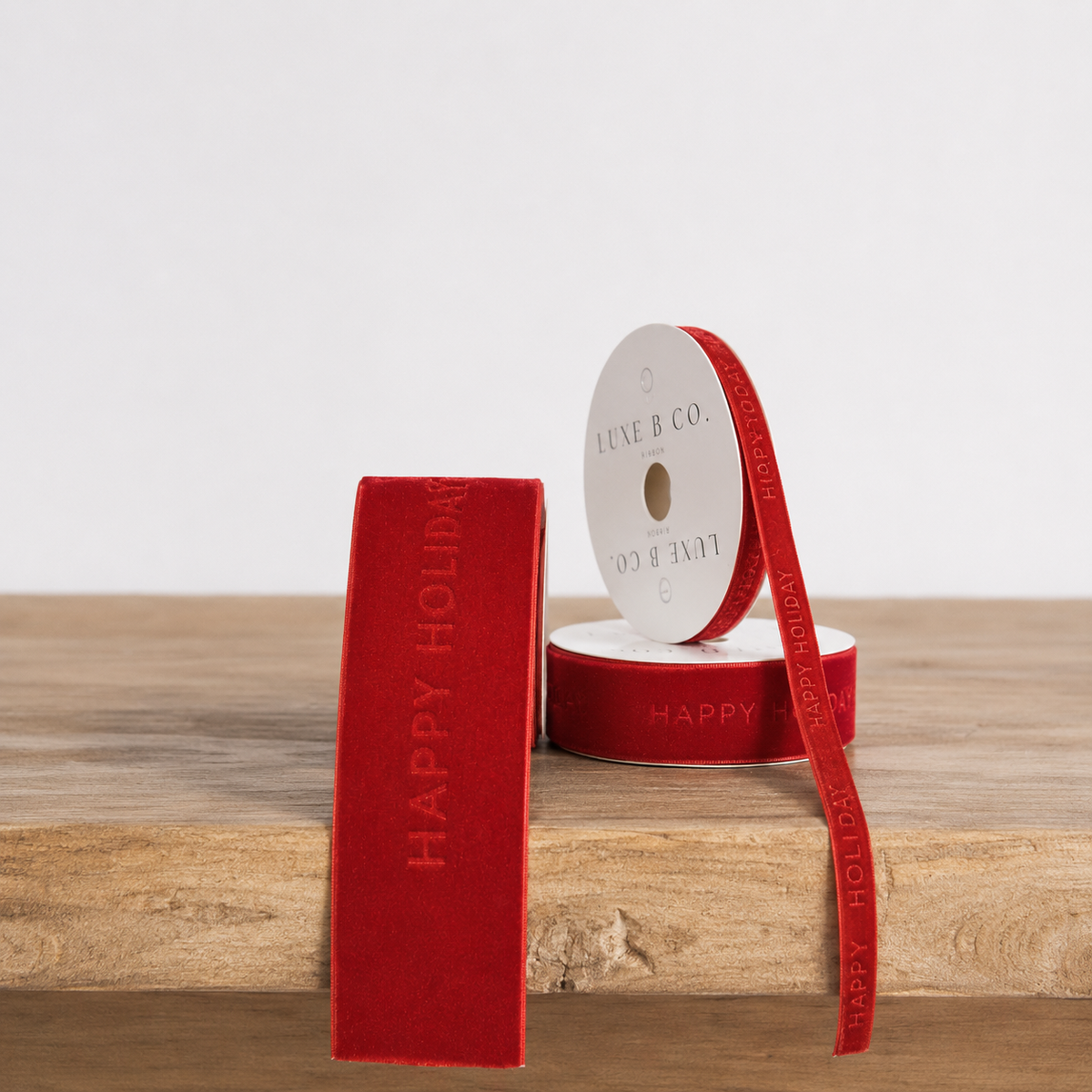 Happy Holiday Ribbon Velvet Red By Luxe B Co.
