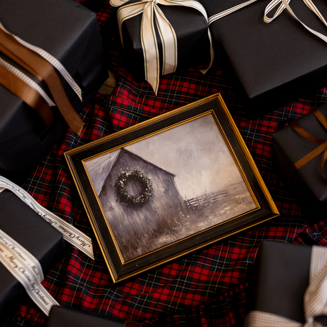 Heritage Barn | Antique Inspired Brass Trim Black Framed Art