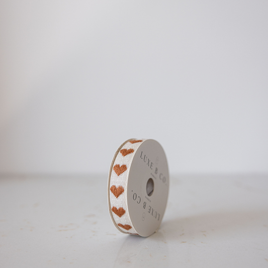 Brown Hearts Woven Ribbon | By Luxe B Co. 