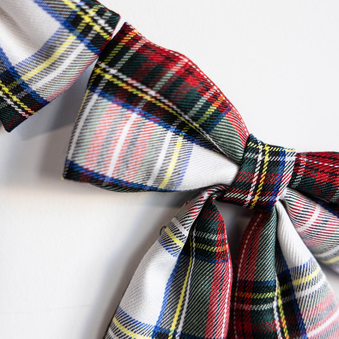 Holiday Red Plaid Fabric Bow Garland | By Luxe B Co.