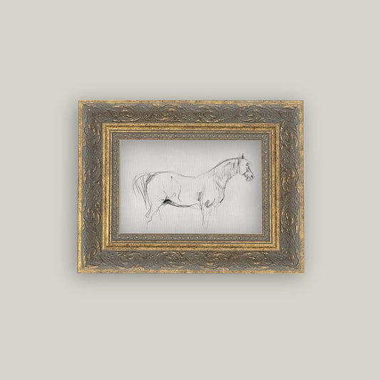 Horse Sketch Framed Antique Art - Luxe B Co