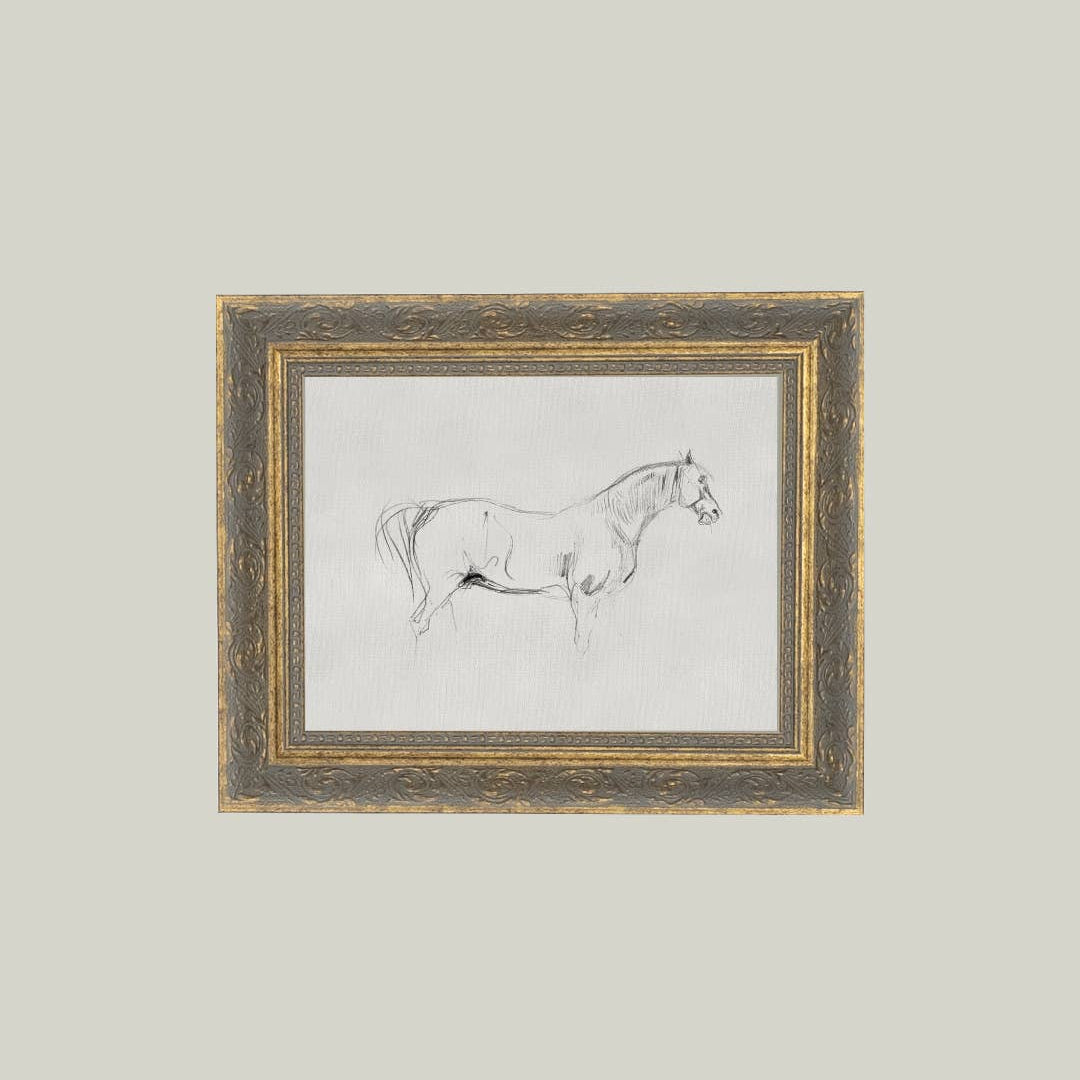 Horse Sketch Framed Antique Art - Luxe B Co