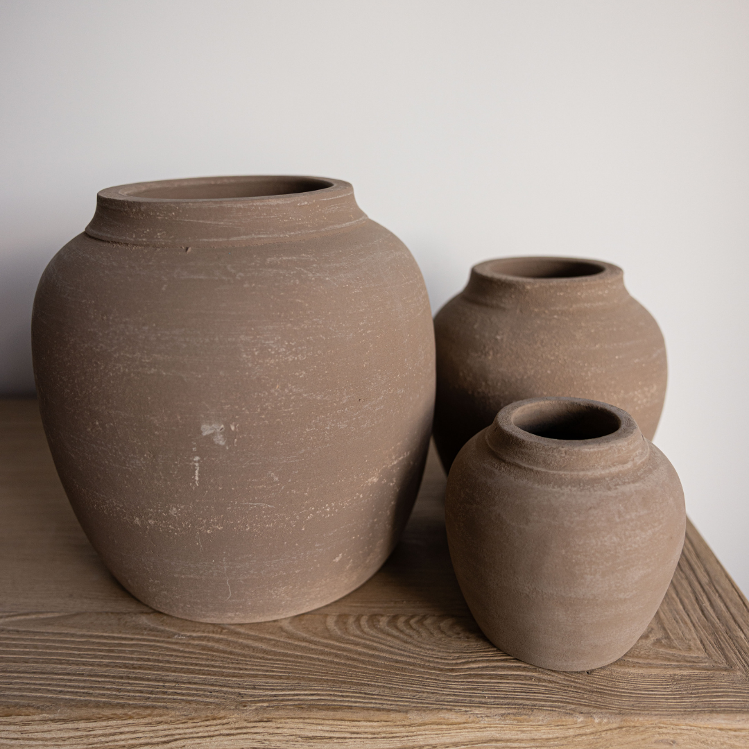 Hugo Grey Wash Round Vase | By Luxe B Co.