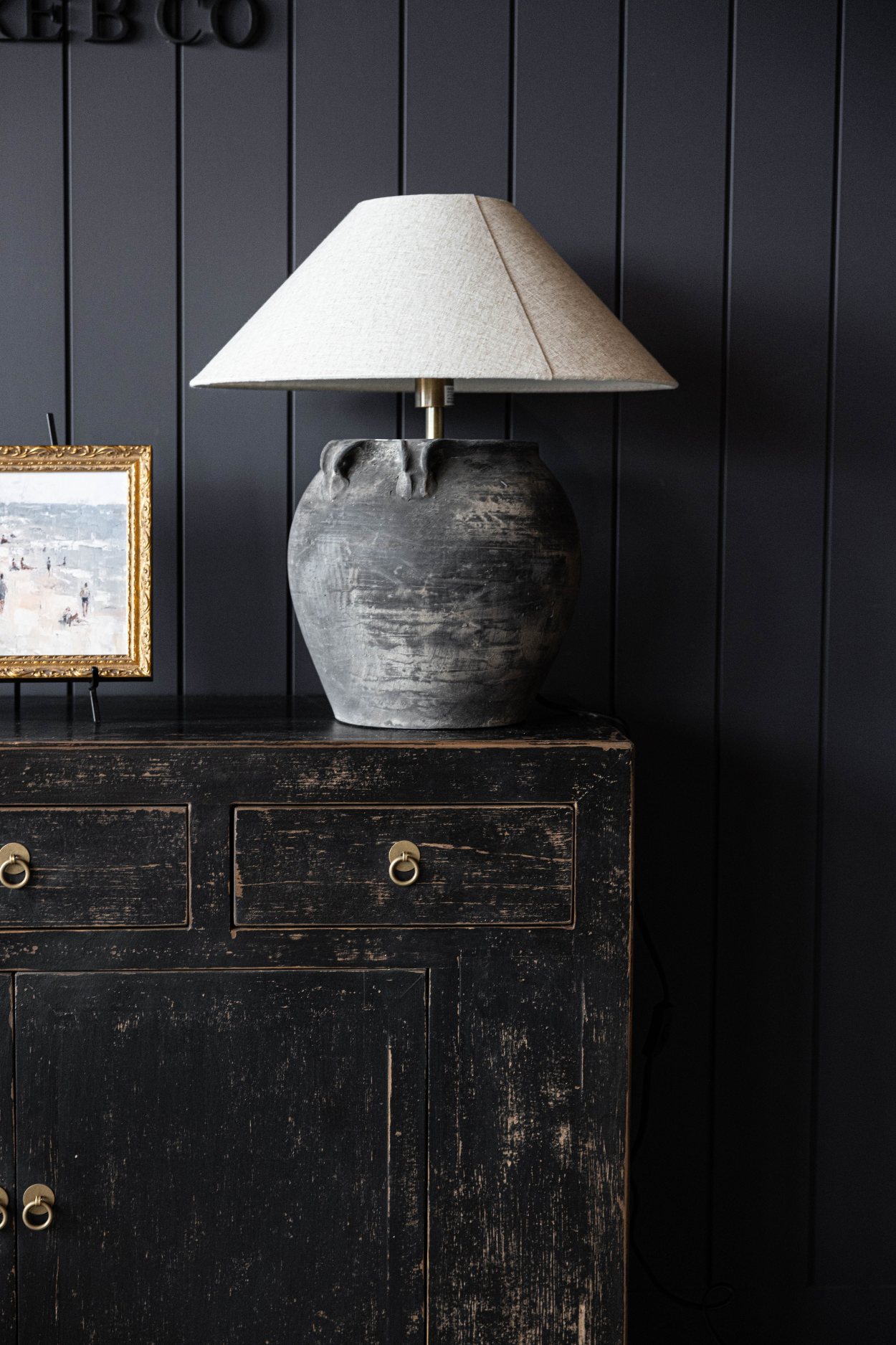 Indio Black Wash Elm Wood Console Table | By Luxe B Co. 