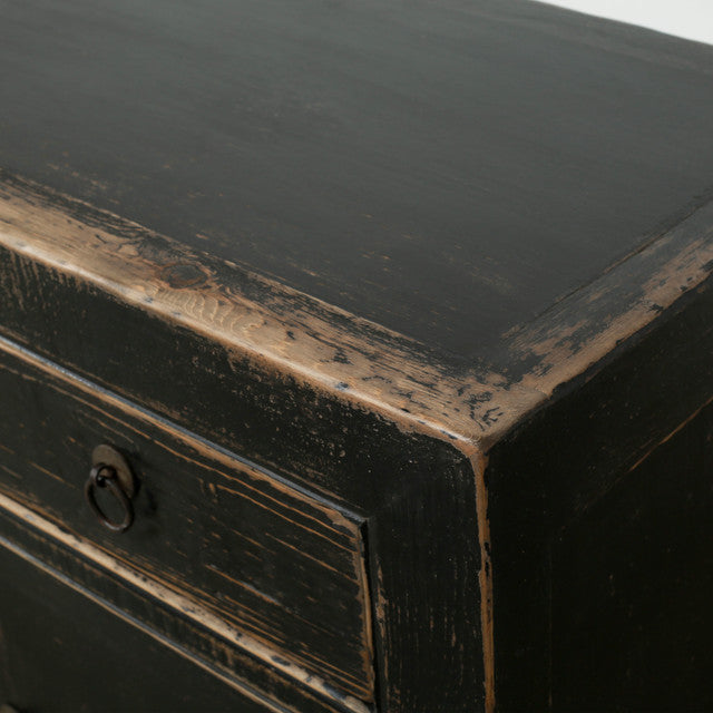 Indio Elm Wood Two Drawer Console Table Grand Black Wash | By Luxe B Co.